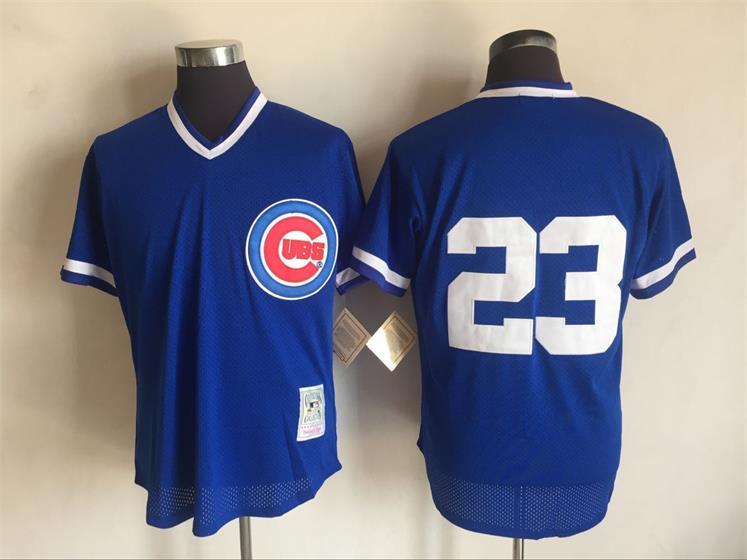 2017 MLB Chicago Cubs #23 Ryne Sandberg Blue Throwback Jerseys